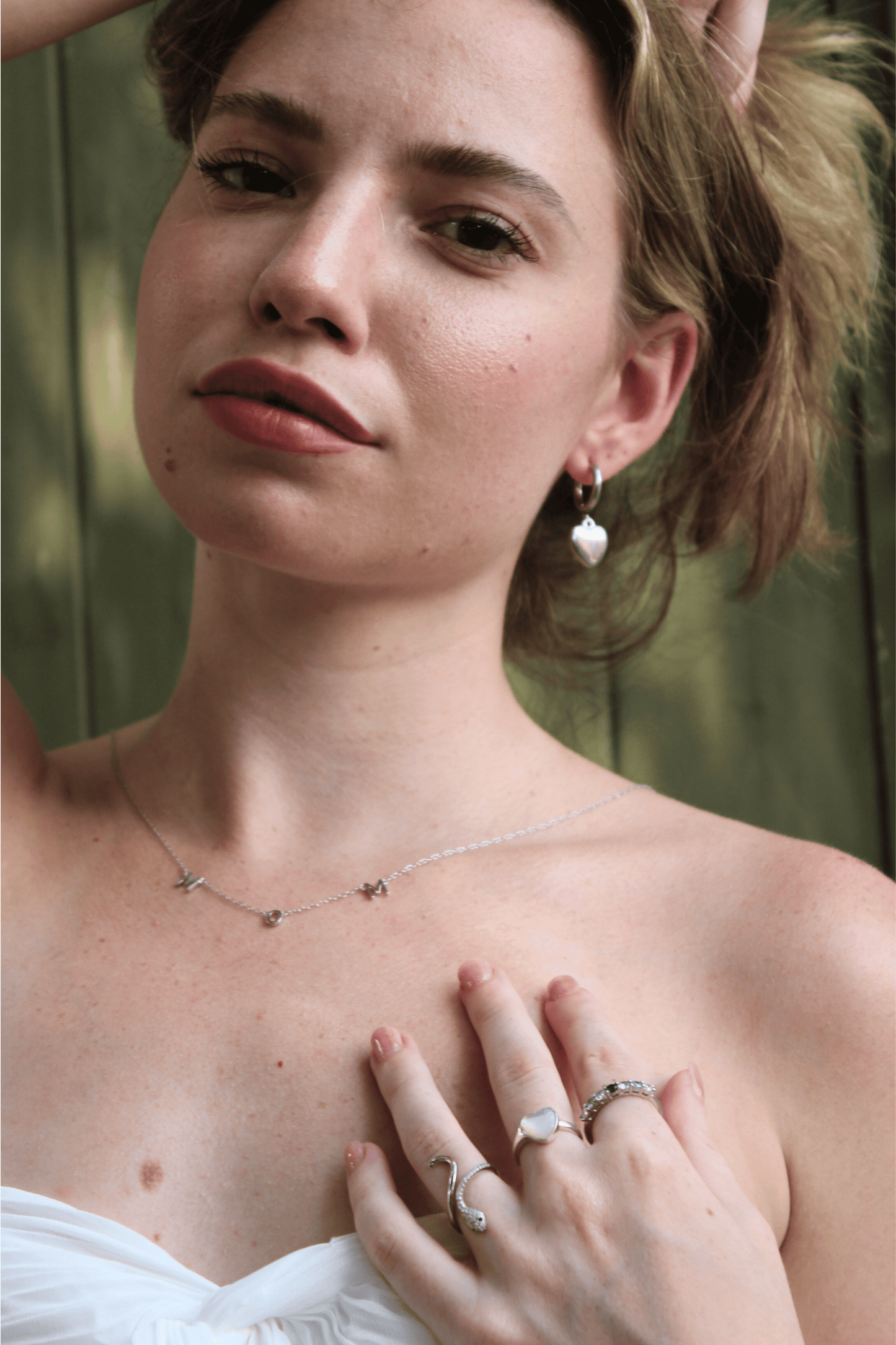 טבעת לב עם פנינה שטוחה