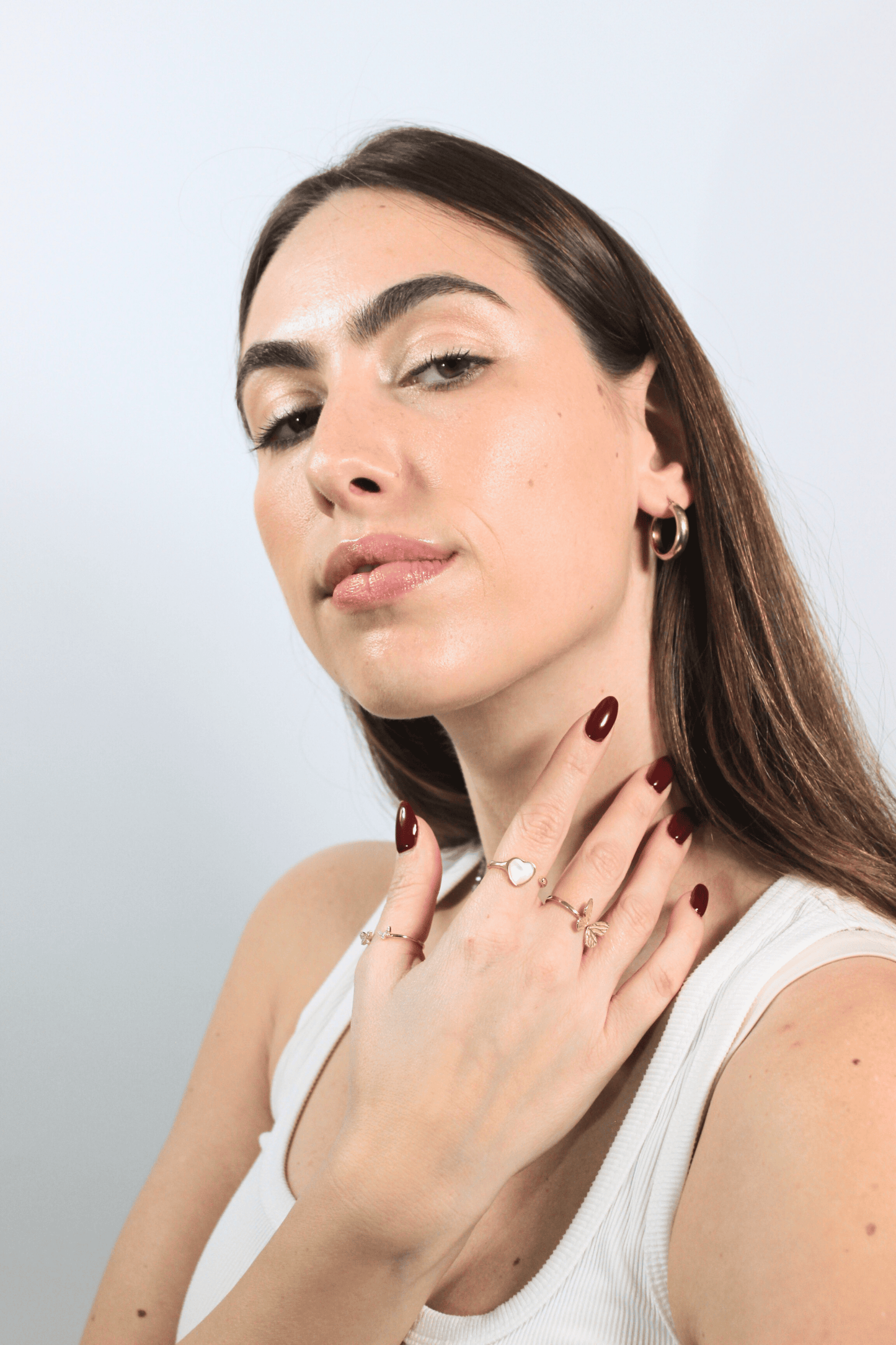 עגילי חישוק קרולין - כסף