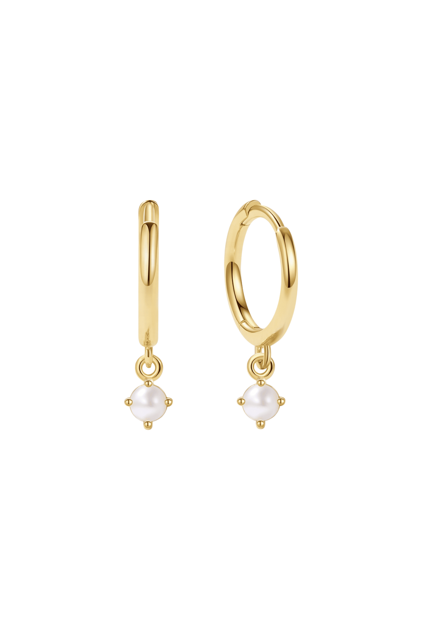 עגילי חישוק פנינה - מיני