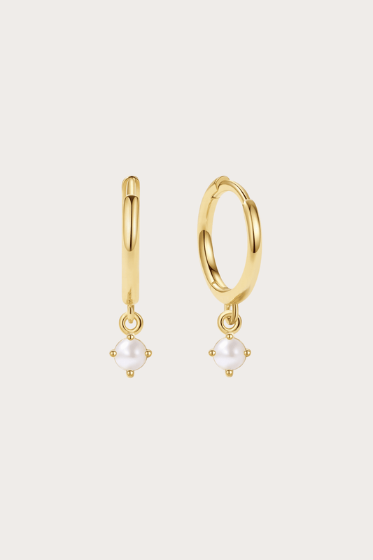 עגילי חישוק פנינה - מיני