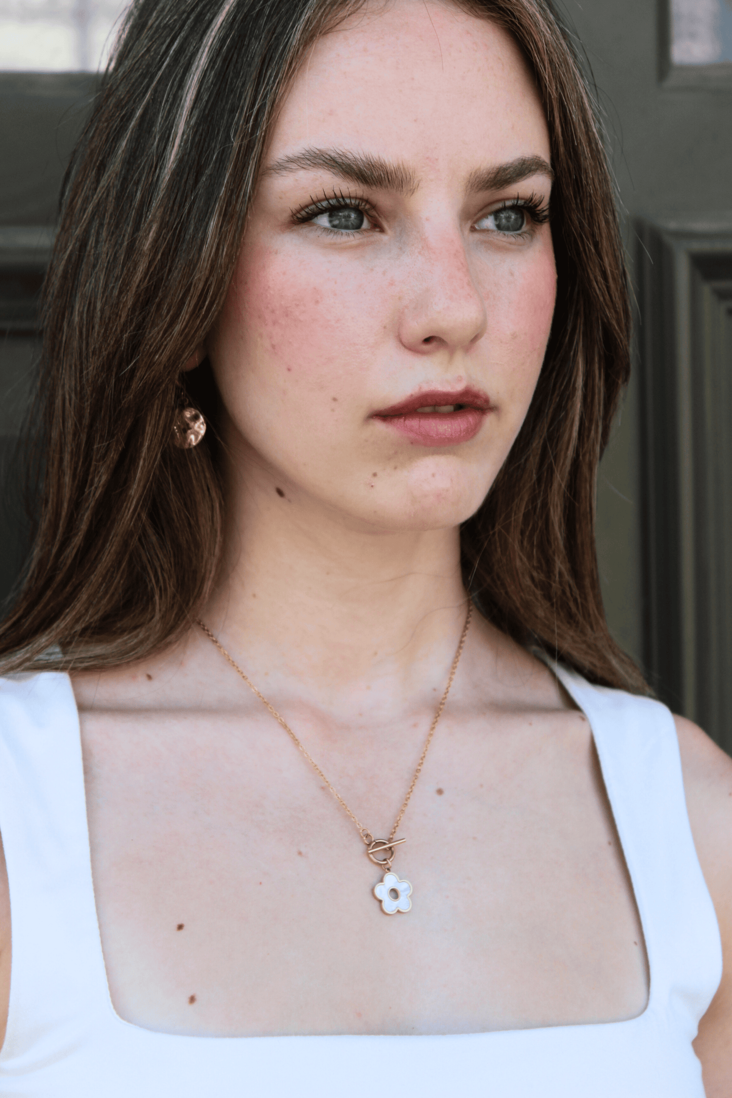 שרשרת פרח- פנינה שטוחה