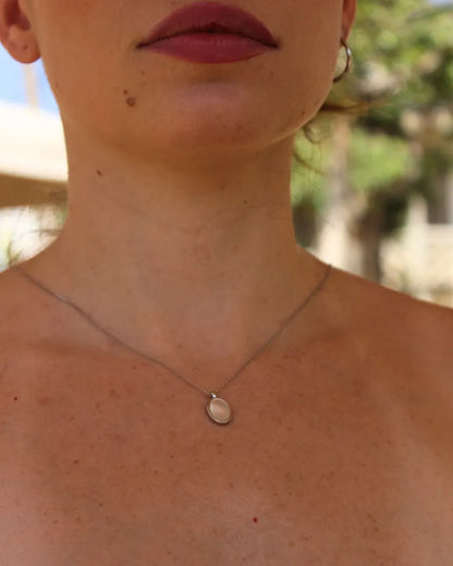 -שרשרת כסף עם פנינה שטוחה